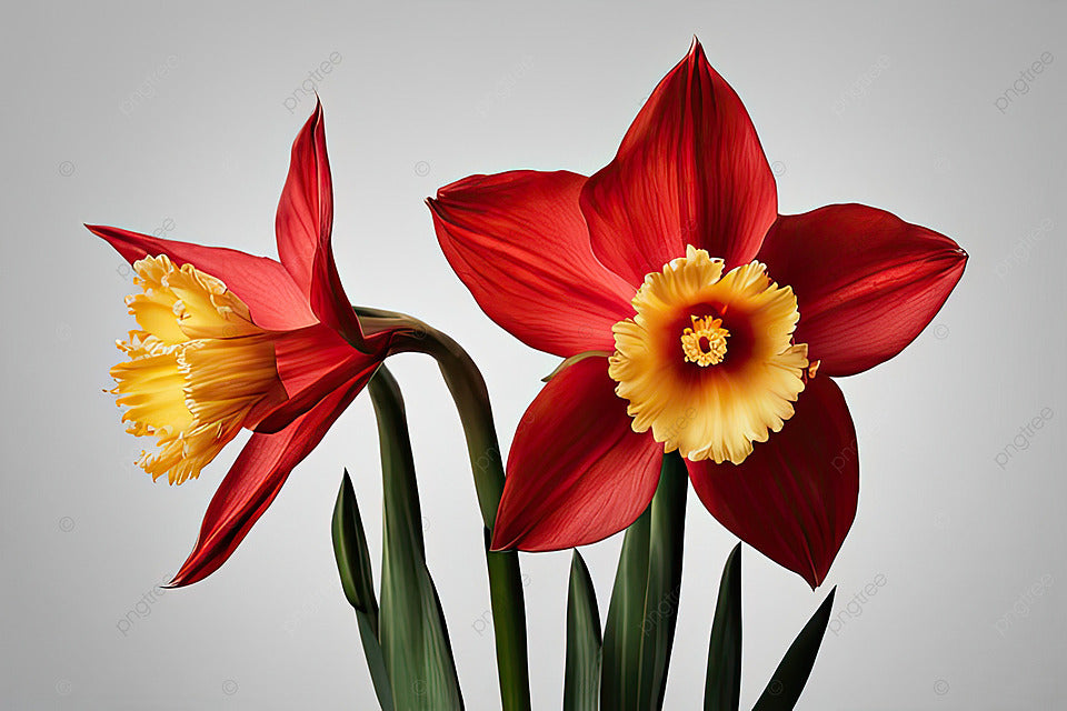 Rot daffodil blumen in garten
