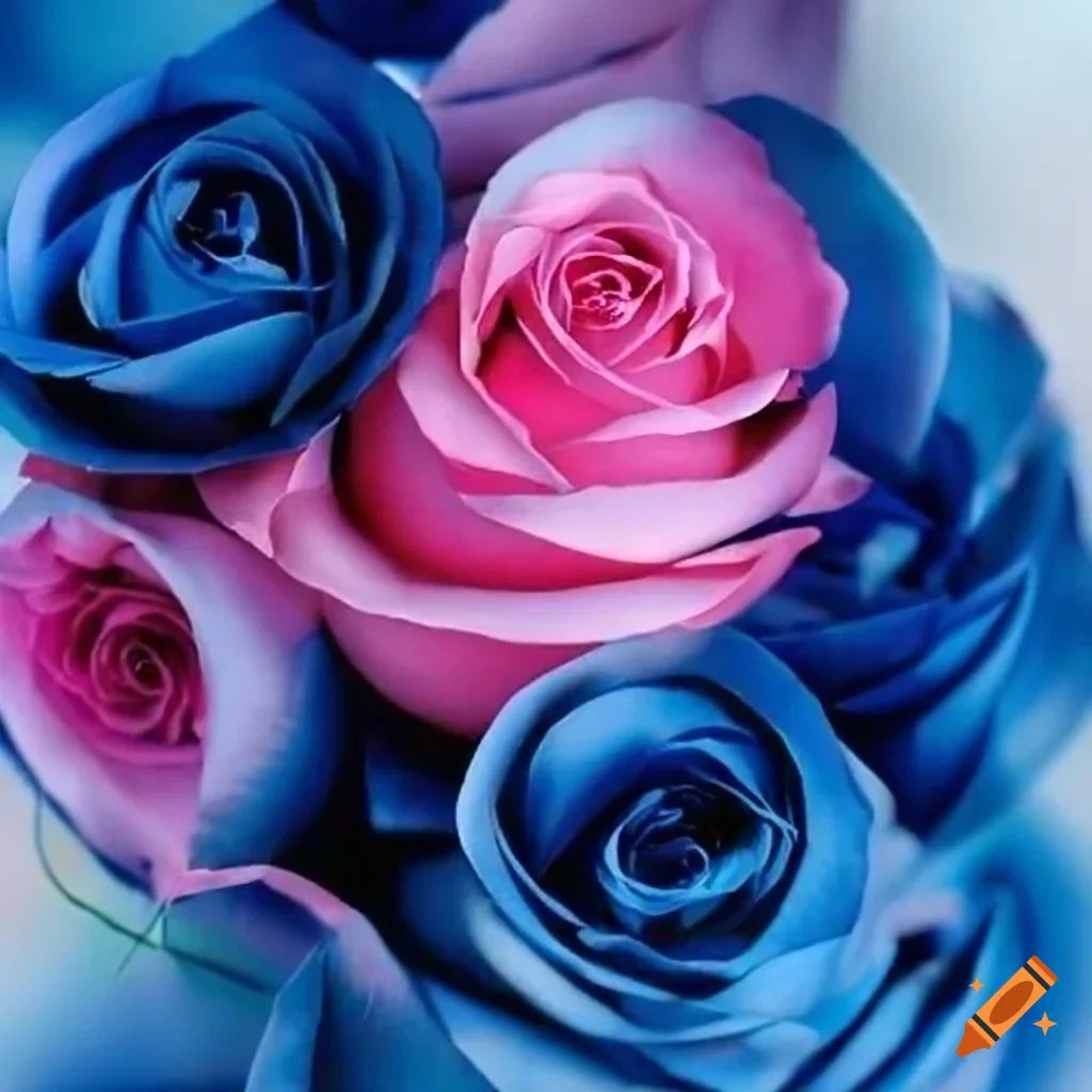Dark rosa & blau rose blooms in garten